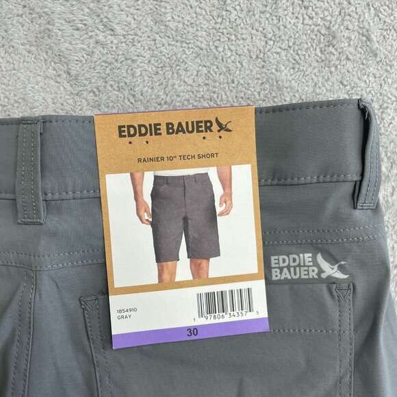 NEW Eddie Bauer Men's Size 30 Rainier 10" Tech Shorts Gray Outdoor Cargo - Picture 6 of 7